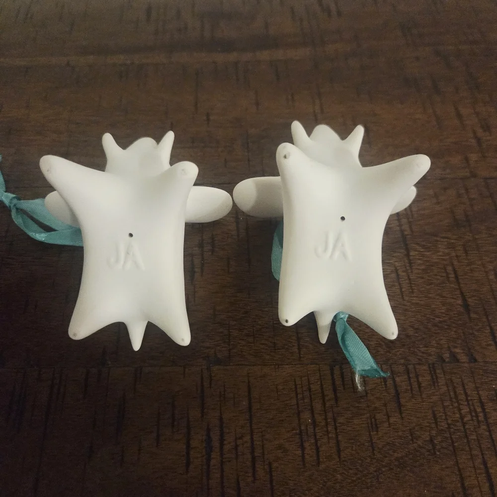 Rare Jonathan Adler Elephant Christmas Ornament Matte Porcelain MCM Lof Of 2